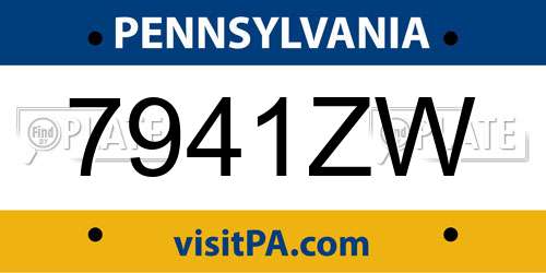 7941ZW Pennsylvania License Plate