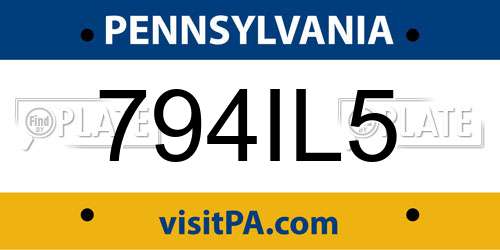 794IL5 Pennsylvania License Plate
