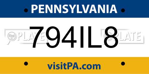 794IL8 Pennsylvania License Plate