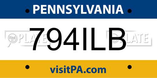 794ILB Pennsylvania License Plate