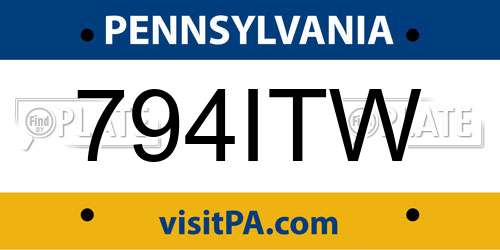 794ITW Pennsylvania License Plate