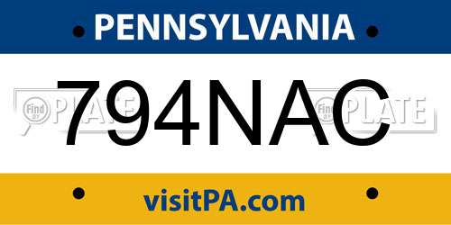 794NAC Pennsylvania License Plate