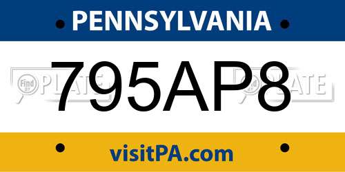 795AP8 Pennsylvania License Plate