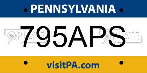 795APS Pennsylvania License Plate