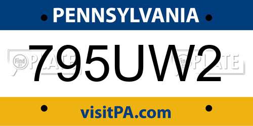 795UW2 Pennsylvania License Plate