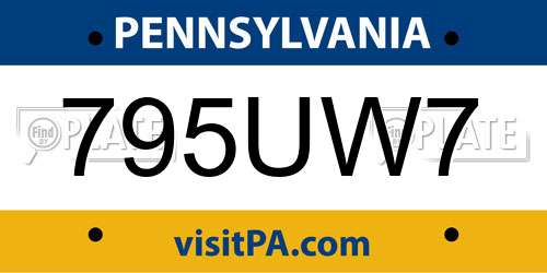 795UW7 Pennsylvania License Plate