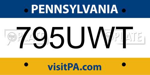 795UWT Pennsylvania License Plate