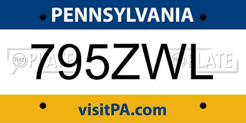 795ZWL Pennsylvania License Plate