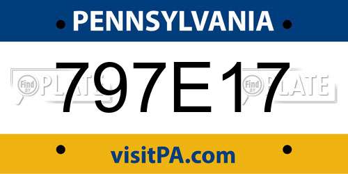 797E17 Pennsylvania License Plate