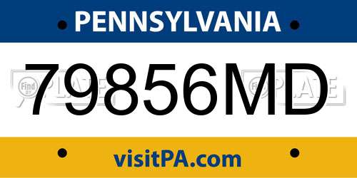 79856MD Pennsylvania License Plate