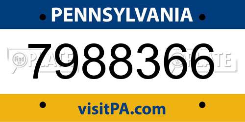 7988366 Pennsylvania License Plate