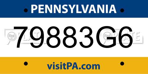 79883G6 Pennsylvania License Plate