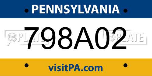 798A02 Pennsylvania License Plate