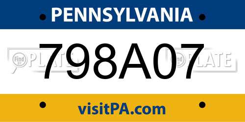 798A07 Pennsylvania License Plate