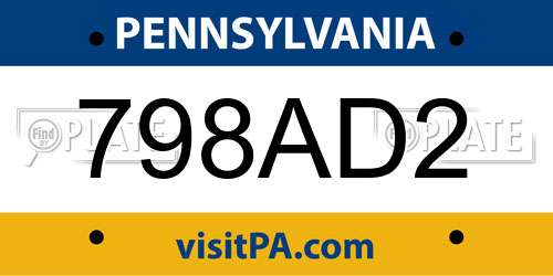 798AD2 Pennsylvania License Plate