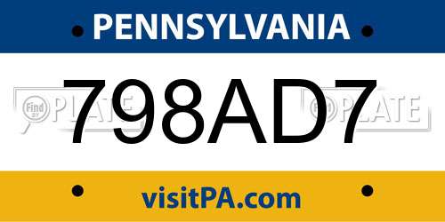 798AD7 Pennsylvania License Plate
