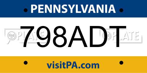 798ADT Pennsylvania License Plate