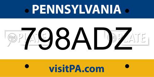 798ADZ Pennsylvania License Plate