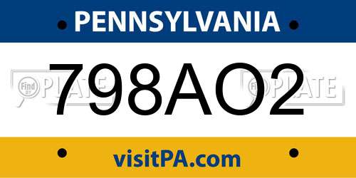 798AO2 Pennsylvania License Plate