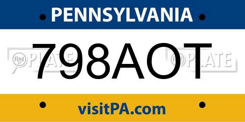 798AOT Pennsylvania License Plate