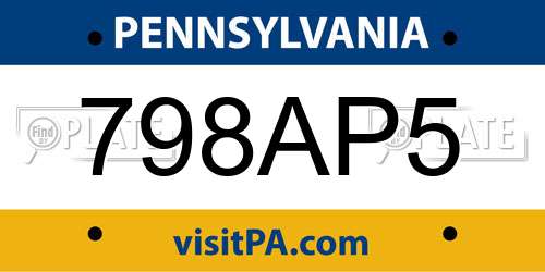 798AP5 Pennsylvania License Plate