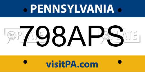 798APS Pennsylvania License Plate