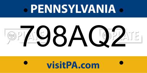 798AQ2 Pennsylvania License Plate