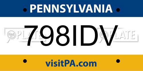 798IDV Pennsylvania License Plate