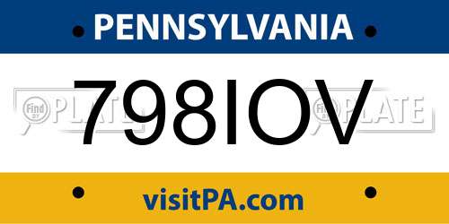 798IOV Pennsylvania License Plate