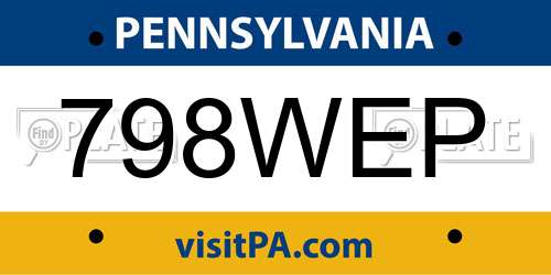 798WEP Pennsylvania License Plate