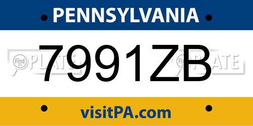 7991ZB Pennsylvania License Plate