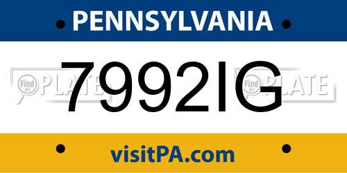 7992IG Pennsylvania License Plate