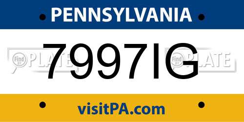 7997IG Pennsylvania License Plate