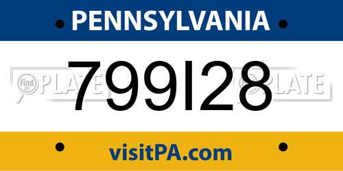 799I28 Pennsylvania License Plate