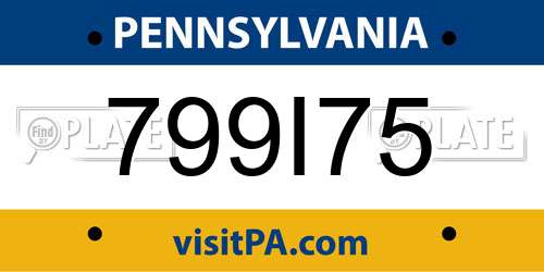 799I75 Pennsylvania License Plate