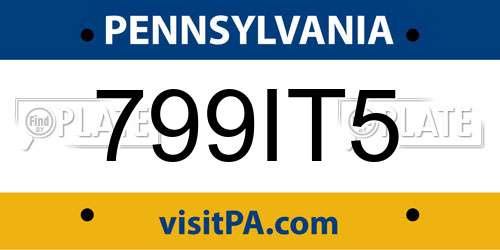 799IT5 Pennsylvania License Plate