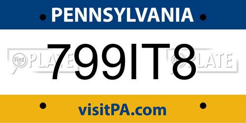 799IT8 Pennsylvania License Plate
