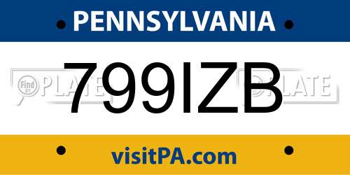 799IZB Pennsylvania License Plate