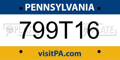 799T16 Pennsylvania License Plate