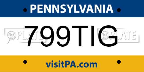 799TIG Pennsylvania License Plate