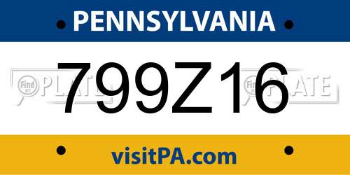 799Z16 Pennsylvania License Plate