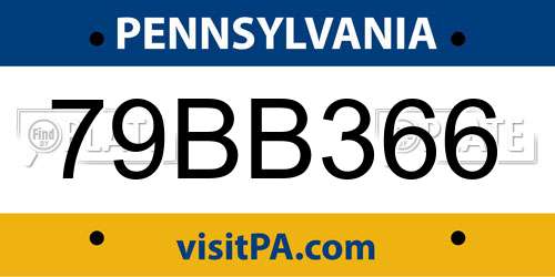 79BB366 Pennsylvania License Plate