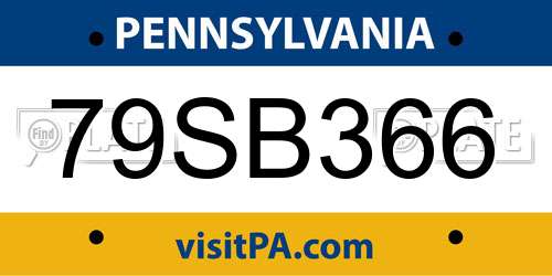 79SB366 Pennsylvania License Plate