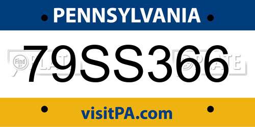 79SS366 Pennsylvania License Plate