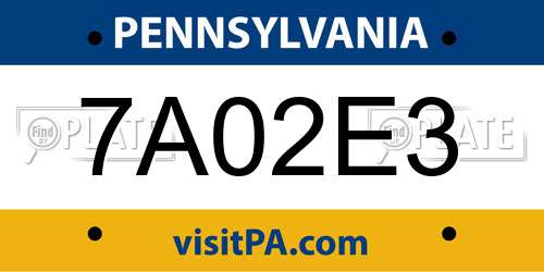 7A02E3 Pennsylvania License Plate