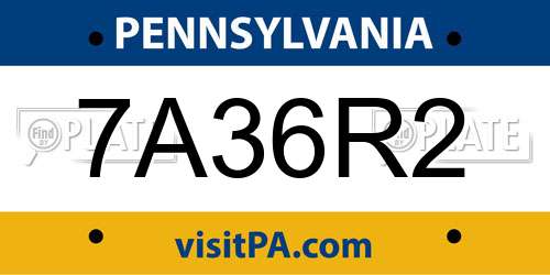 7A36R2 Pennsylvania License Plate