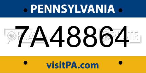 7A48864 Pennsylvania License Plate