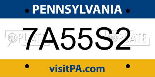 7A55S2 Pennsylvania License Plate