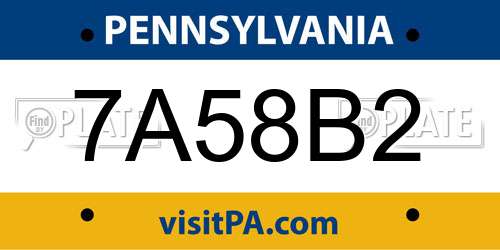 7A58B2 Pennsylvania License Plate