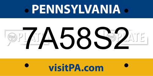 7A58S2 Pennsylvania License Plate